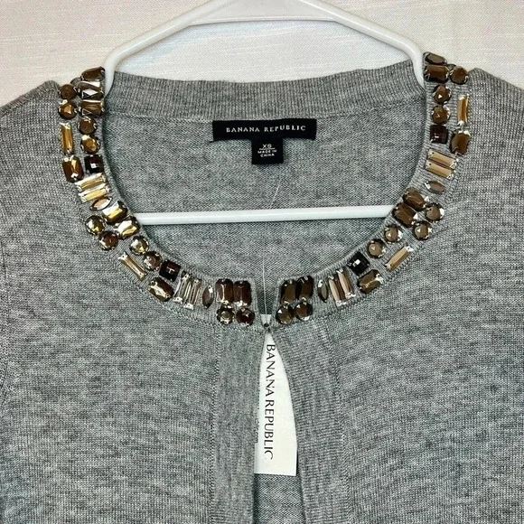 NWT Banana Republic Gem Stone Embellished Sweater Wool - Picture 2 of 6